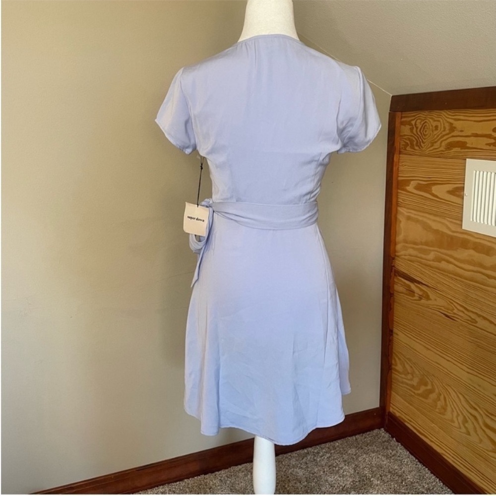 Superdown Kaia Light Blue Wrap Mini Dress Extra Small NWT - Picture 4 of 12